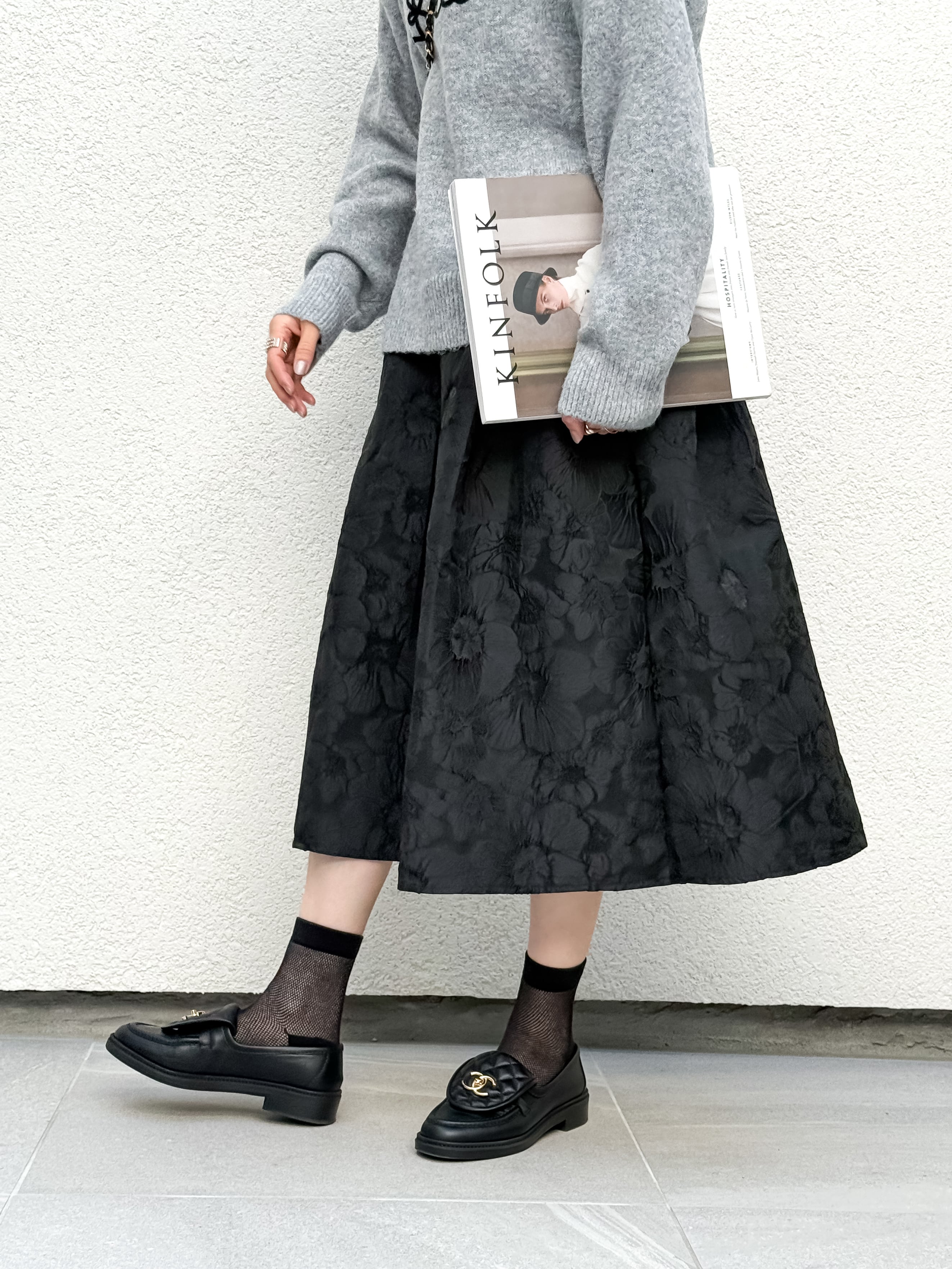 フラワージャガードフレアスカート | yujune