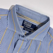 Polo by Ralph Lauren ポロ ラルフローレン ENGLISH SPREAD ストライプ 長袖 ワイシャツ カフスシャツ サイズ 42-82 /ブルー×イエロー系 メンズ ビンテージ