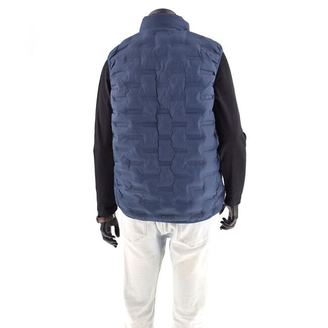 おもしろ オリジナル 刺繍 ワンポイント 中綿 ベスト フェイクダウン