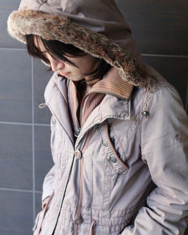 layered far hood coat