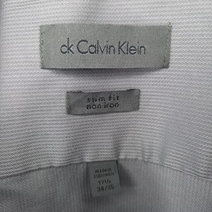 カルバンクライン　ノンアイロンシャツ　長袖　無地　オーバーサイズ　防シワ　グレー