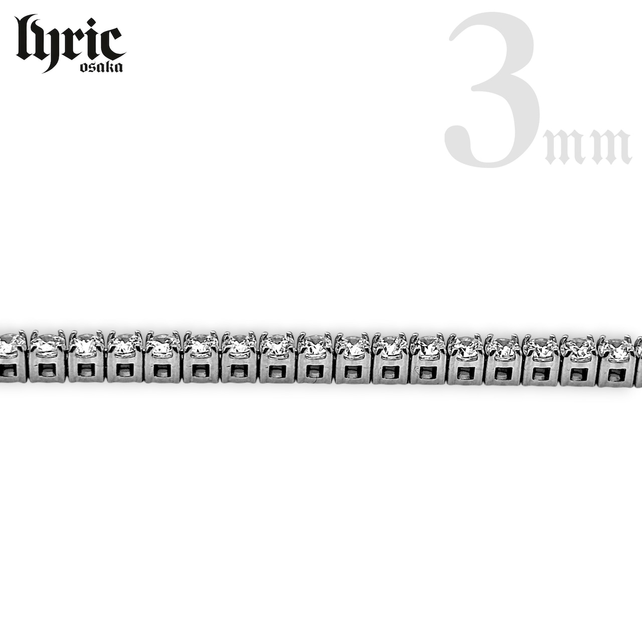 【最高級】stainless316L 3mm 20cm luxury tennis bracelet  silver