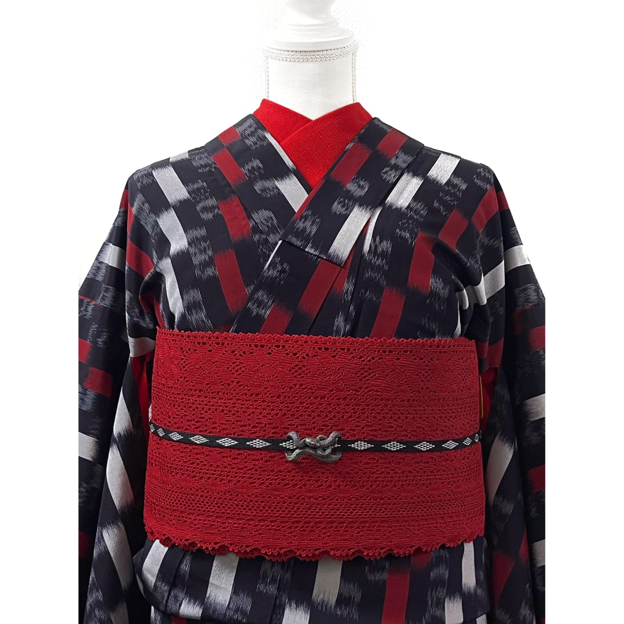 ヴィンテージ】市松風絣文様のお召し着物 | きもの楸堂-kisasagedo-