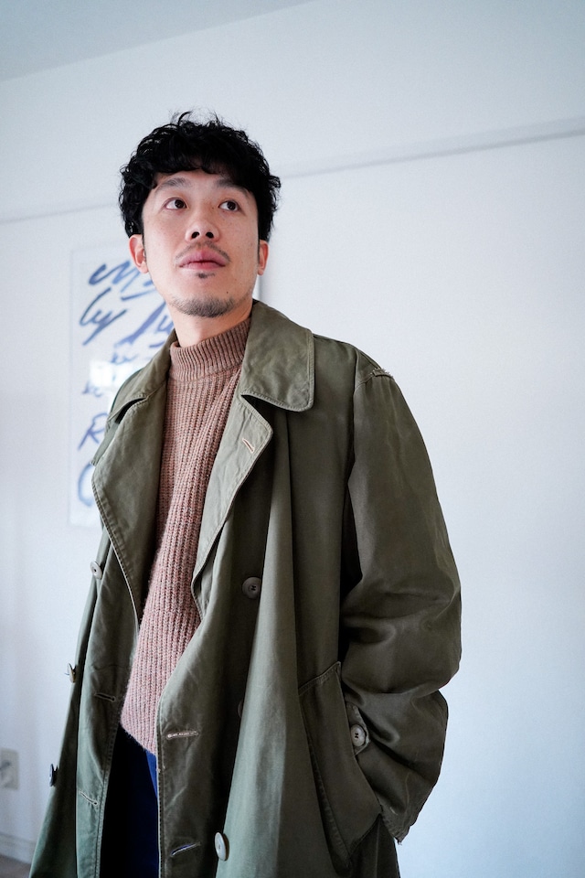 【1960s】"Officer, French Army" Long Cotton Trench Coat /784