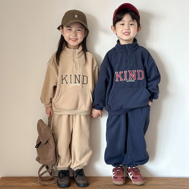 【KID】冬作ダブルフェイスフリーススウェットセット