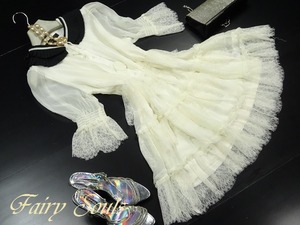 ★シルク100％☆11号☆シルクが贅沢レ－ス刺繍襟付きワンピ(OPN9678)