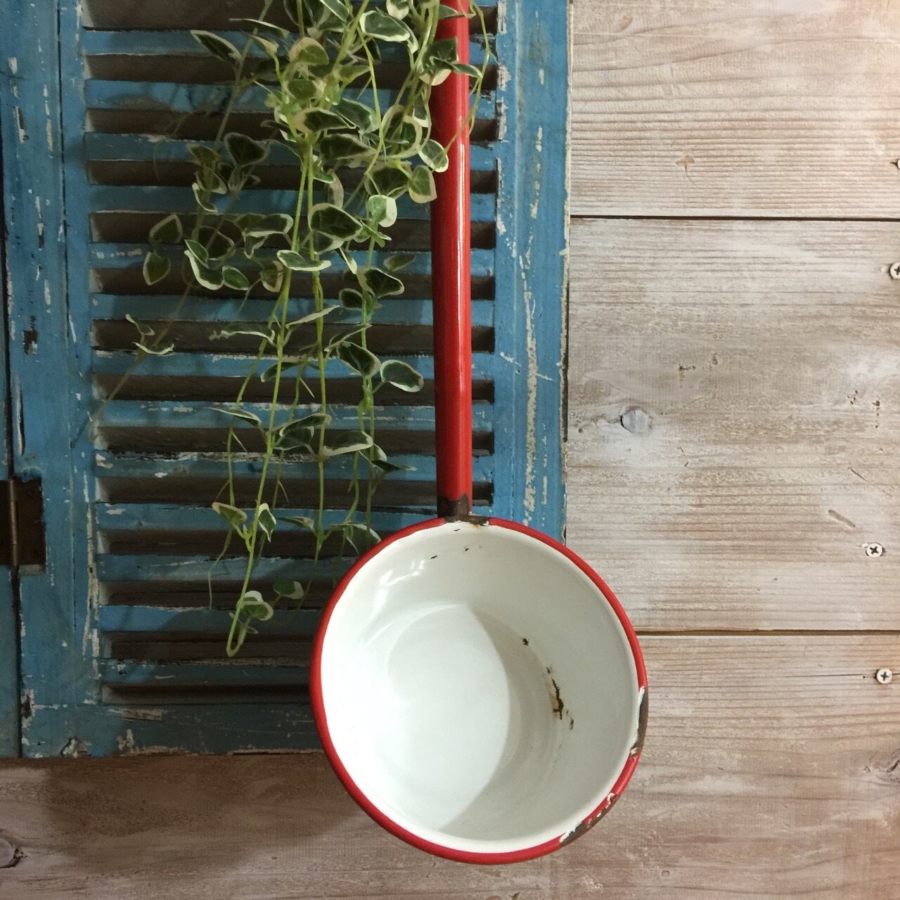 レトロ シャビーな ホーロー レードル ビンテージ