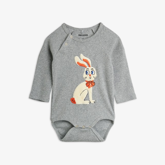 MINI RODINI / RABBIT APPLIQUÉ BODYSUIT (Grey Melange) 26AW