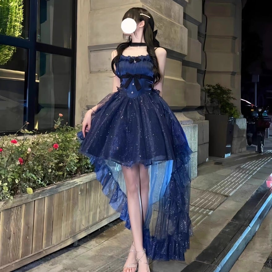 セットアップ 3点セット ドレス チュチュスカートカバー ロングテール チョーカー ウエディング パーティ イベント衣装