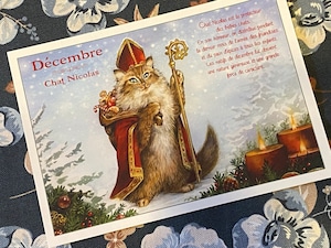 フランス製　猫　聖ミクラーシュ　ポストカード　クリスマス