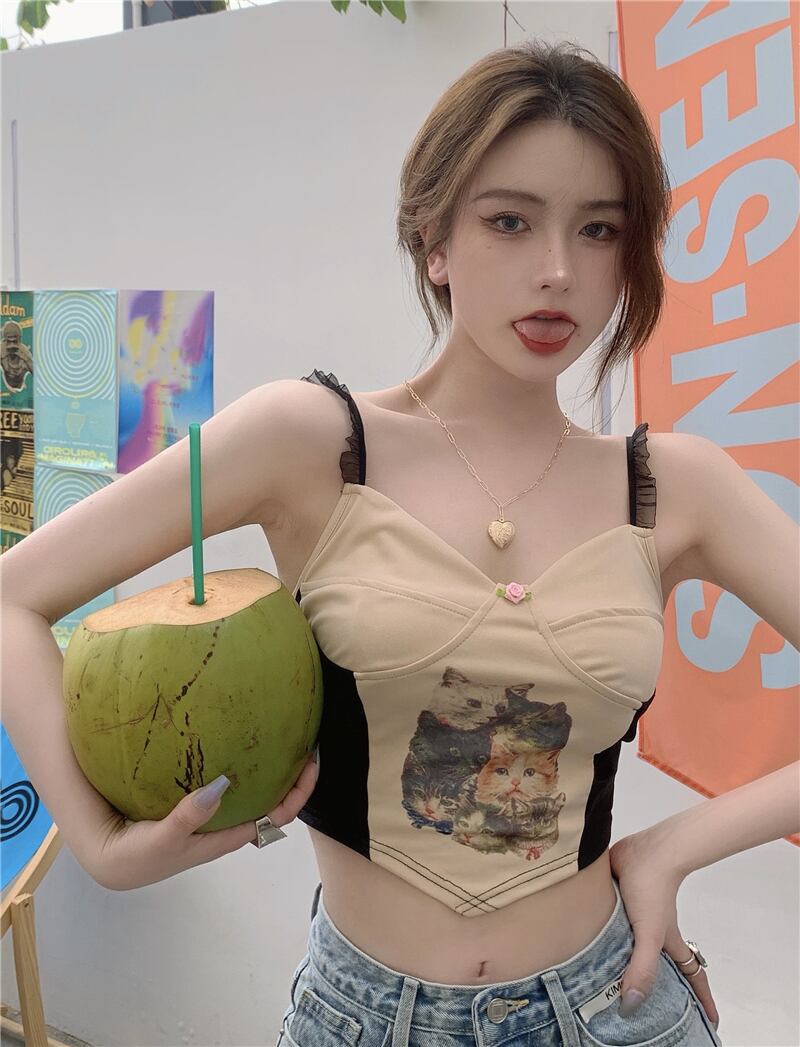 スタンダードプリント柄サマートップス ジャケット レトロ 夏物 ヨーロピアン ブラックストロベリース31353270721