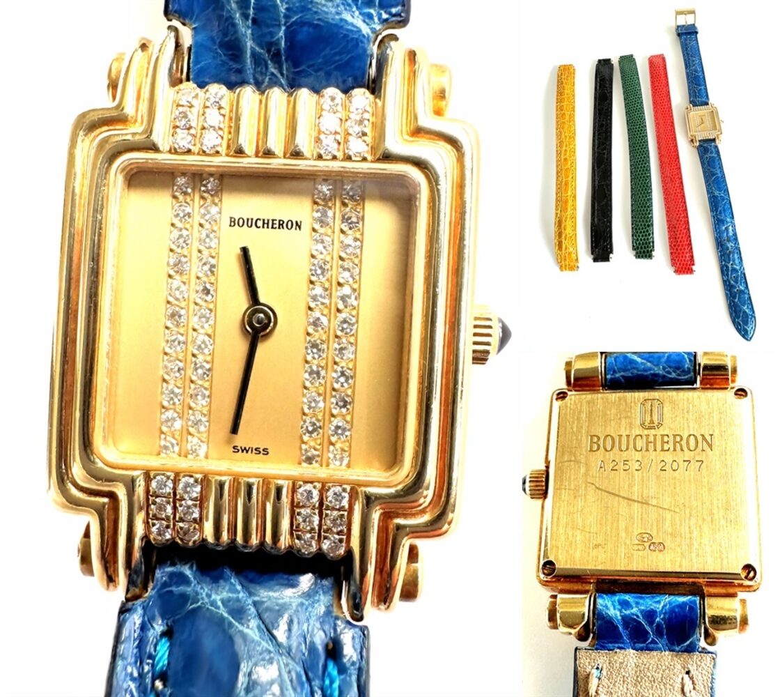 BOUCHERON ブシュロン リフレ ウォッチ K18 YG 金無垢 68P パヴェ 