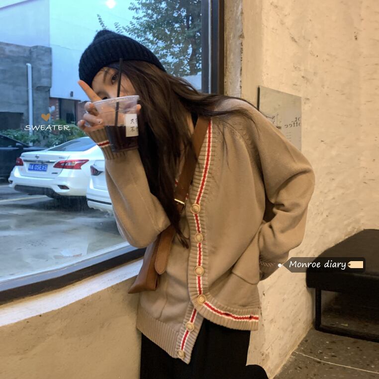 オータムVネックセーター カジュアルルーズトップス コート ロング 秋物 モンロー19418994505