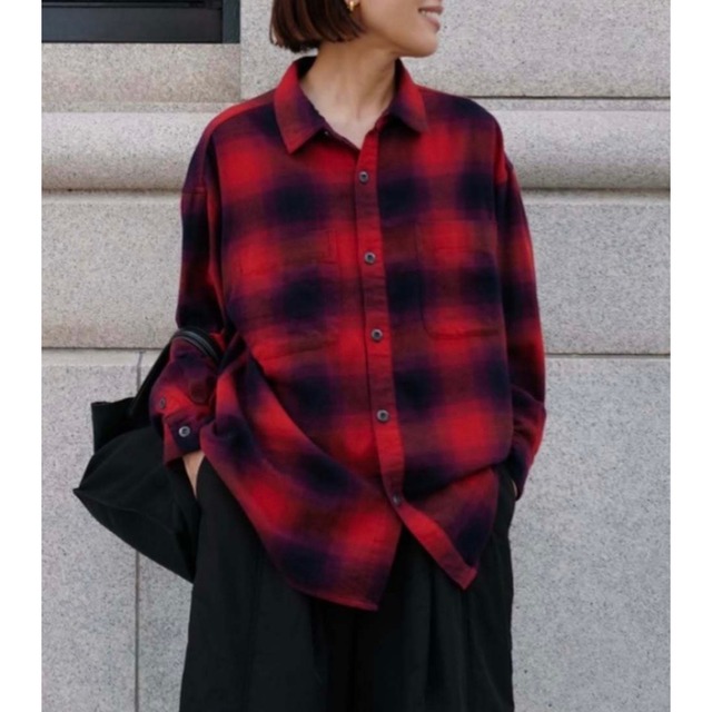 Double patch pocket ombre check shirt   G1029