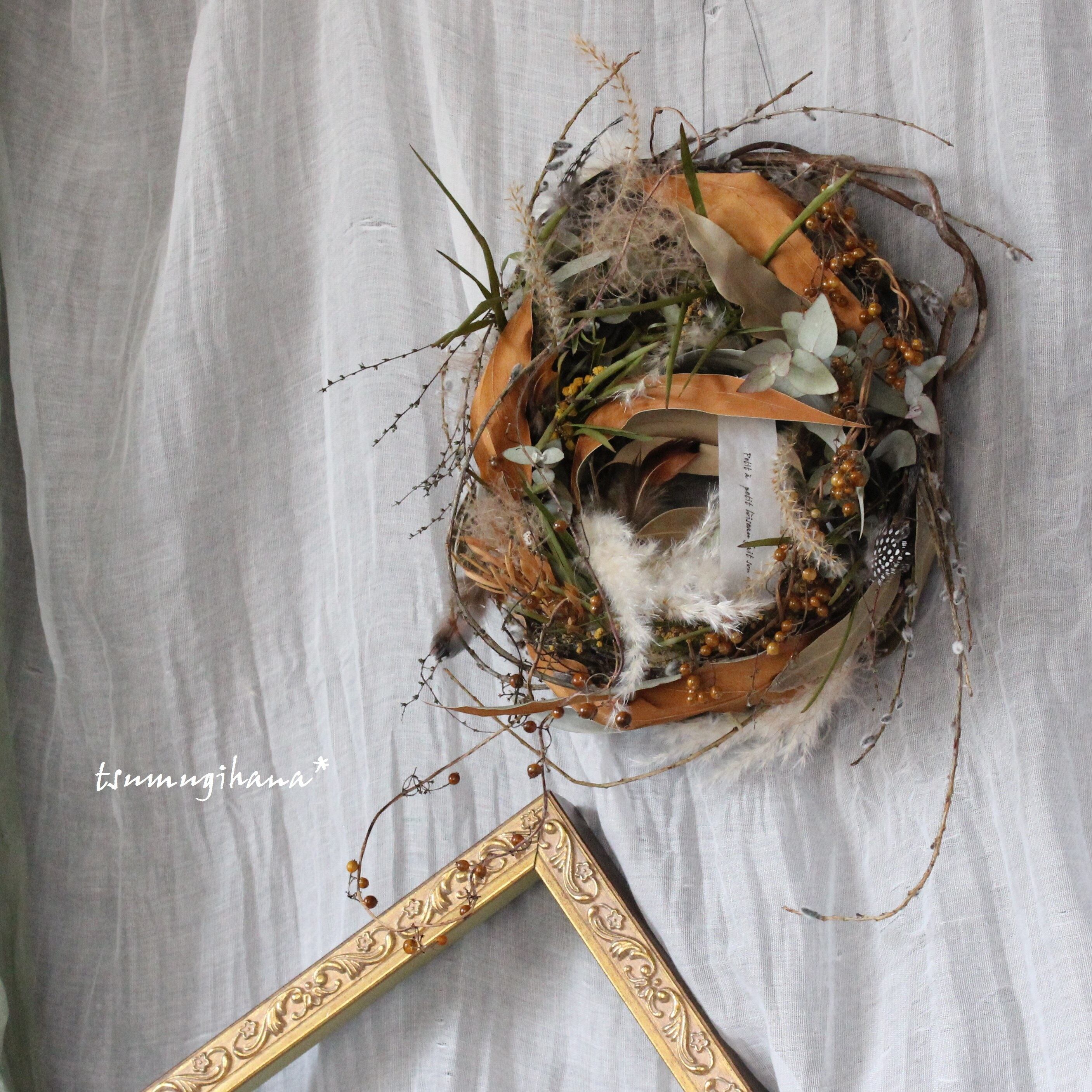 専用＊感謝sale＊鳥の巣風ドライフラワーリース＆タペストリー