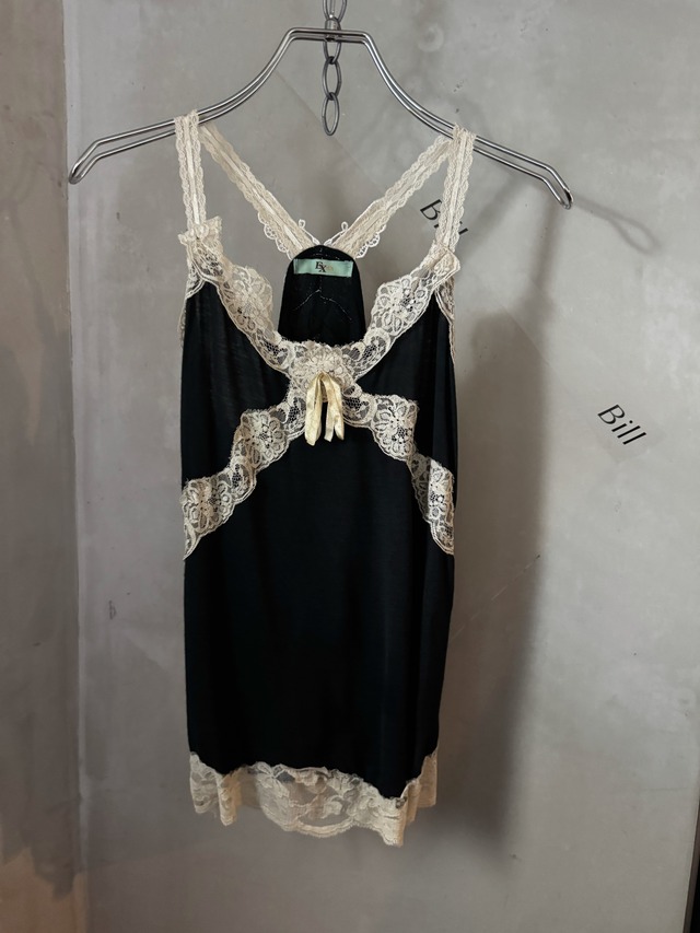 butterfly lace ribbon black camisole