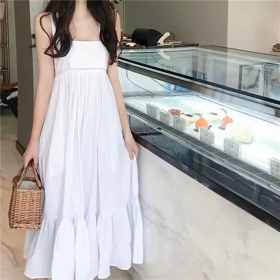 ロングフレアバックリボンサマードレス