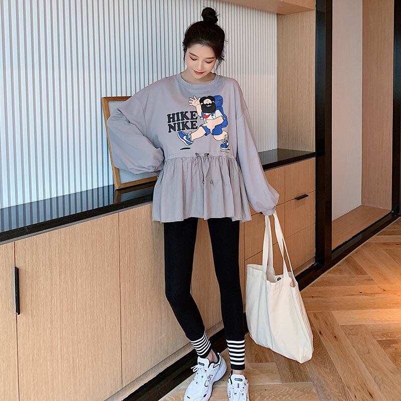 【新作】【送料無料】 マタニティウェア2020秋冬新作セーターあごひげプリントトップス＋ベリーリフトパンツ。マタニティスーツ-アリババ オータム 秋物 ウィンター 冬物 expec218175500521