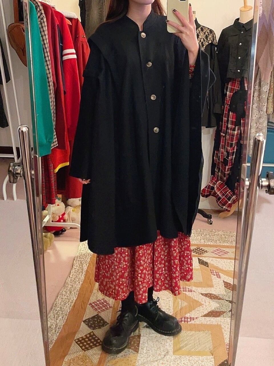 black circle poncho coat