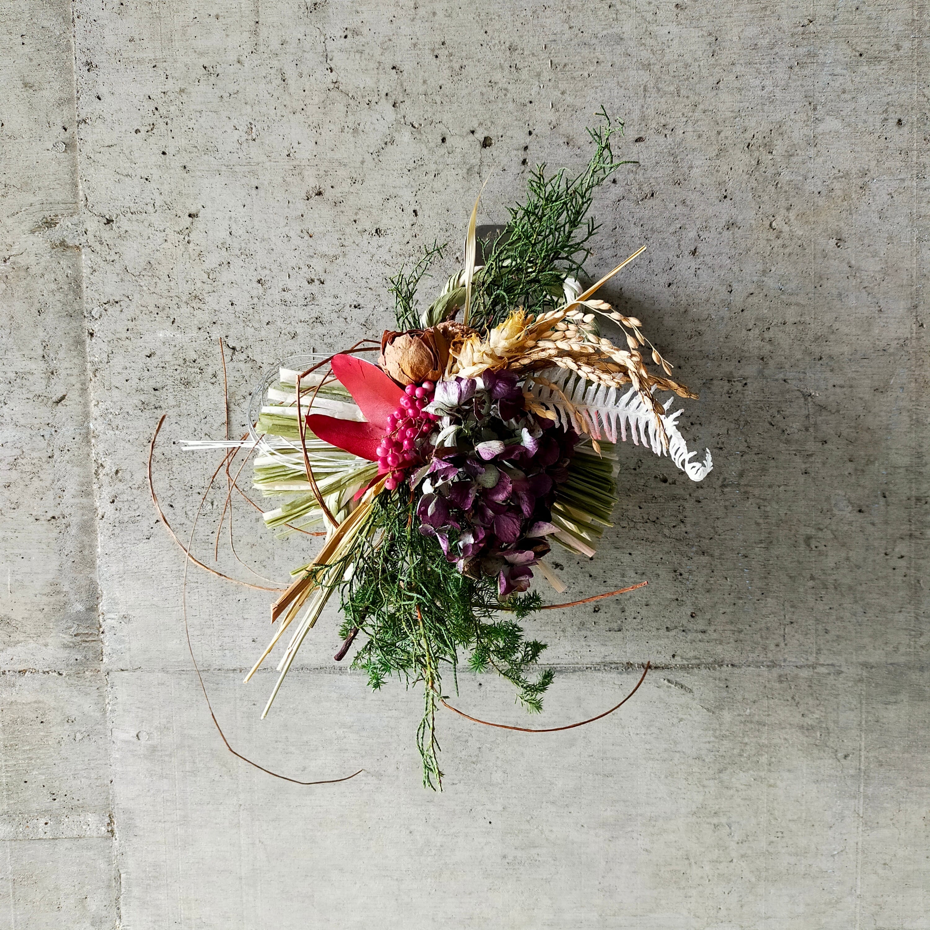 ドライフラワーしめ縄【Dried Flower Japanese wreath】