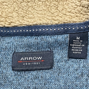 【ARROW】ハーフジップ ニット スウェット プルオーバー 天竺編み 裏起毛 ポリエステル M アロー US古着