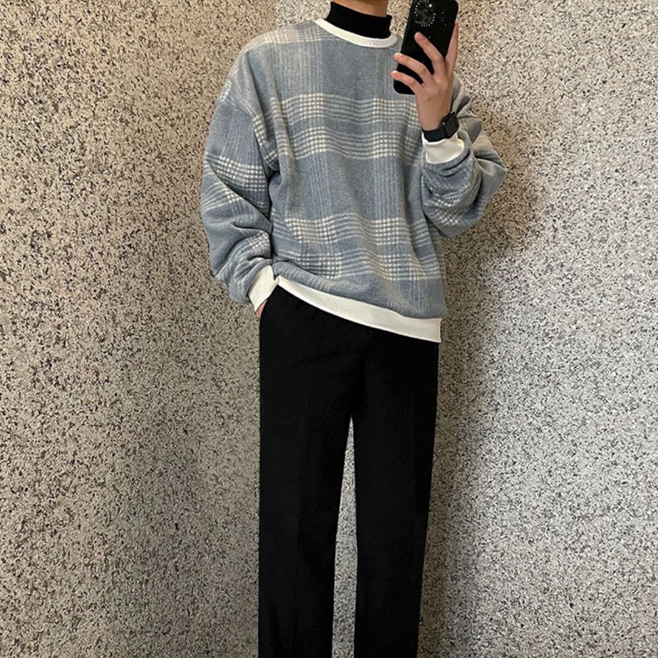 チェックパイピングニット　MT0080327