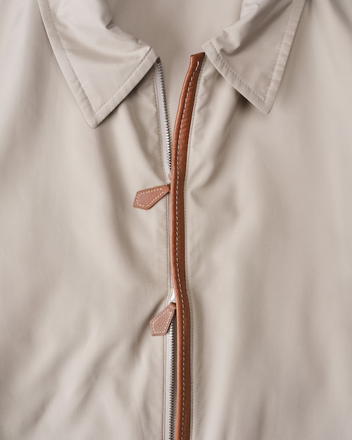 [Late 1990s] "HERMÈS" Leather Trim Zip Jacket (Designed by Véronique Nichanian / Made in France)