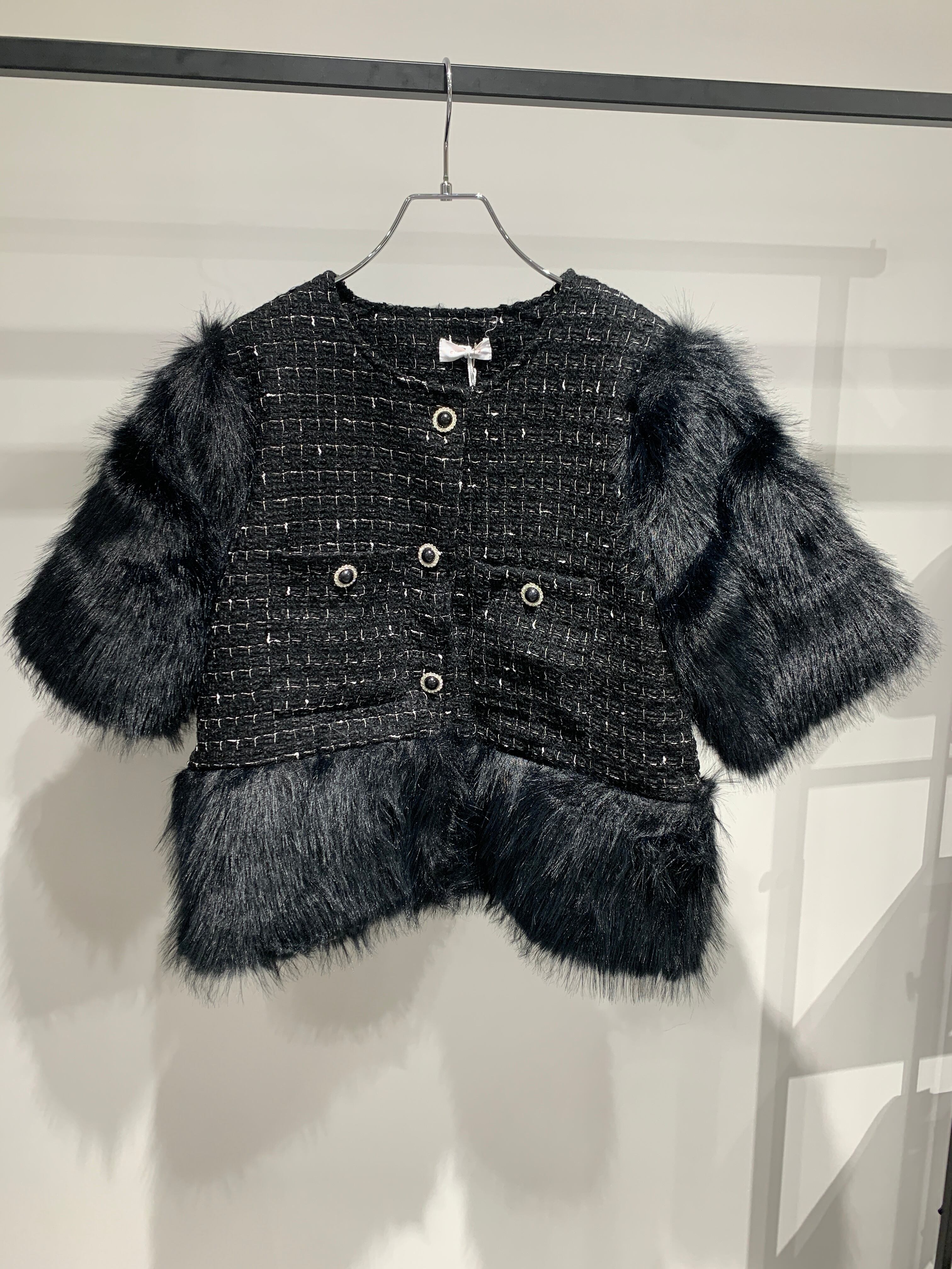 fur trimming tweed jacket
