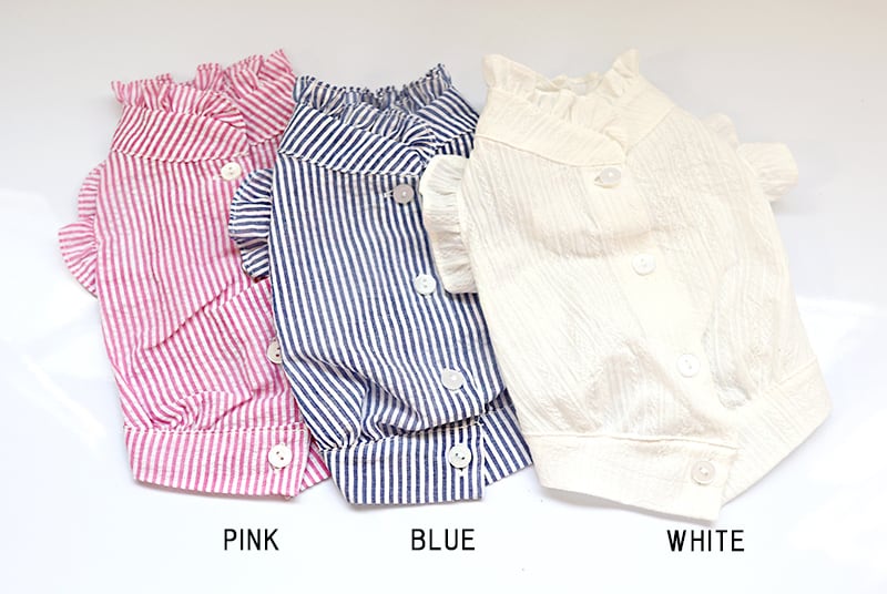 フリルブラウス S ~ XL 3color / 犬服 シャツ ドッグウェア 綿100% 犬の服 ブラウス 小型犬 中型犬 新作 ペット用品 top31