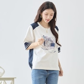 TRUBE グラフィック配色パッチデザイントップス 【M~L】ホワイト