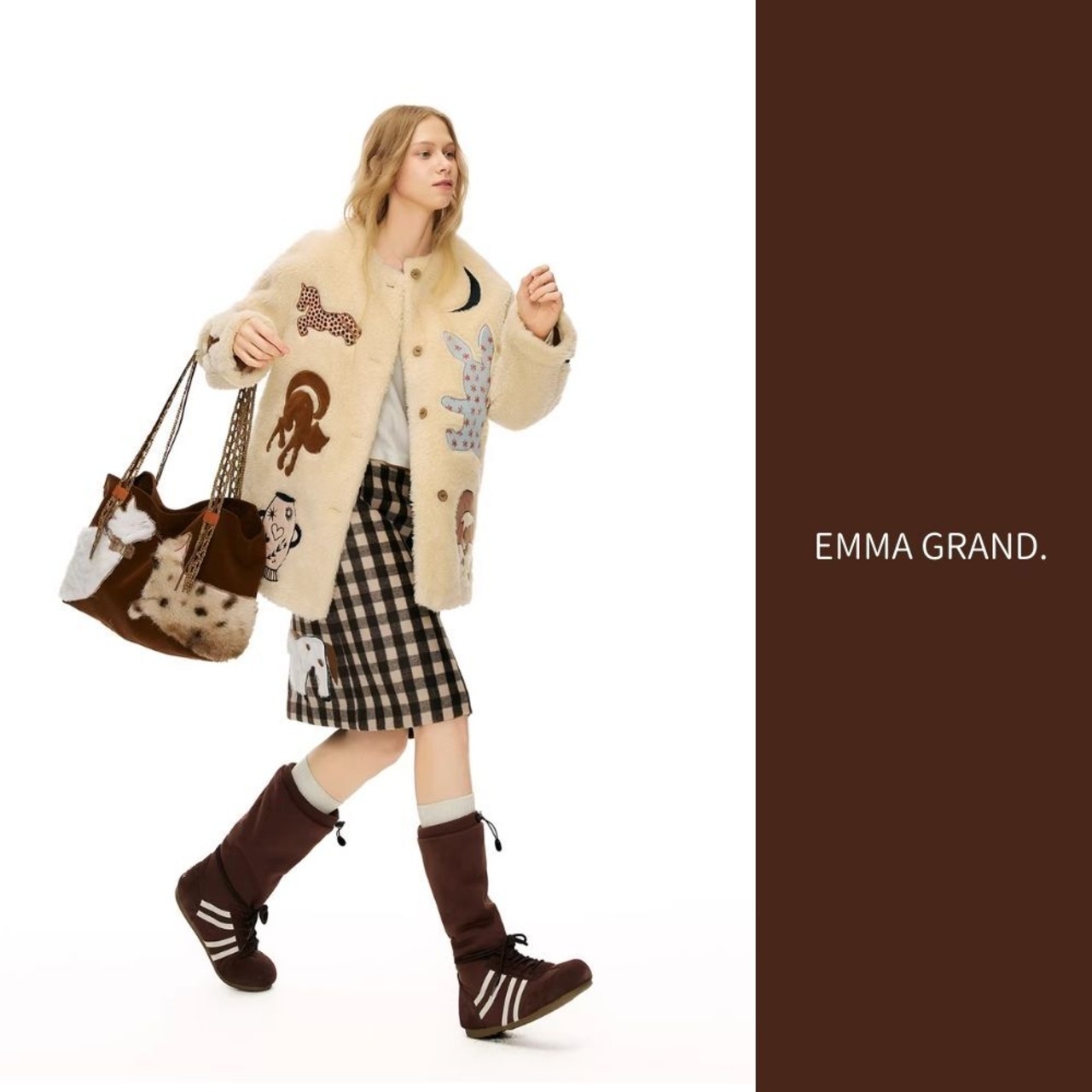 月を見上げるふたりの猫のファートートバッグE00623