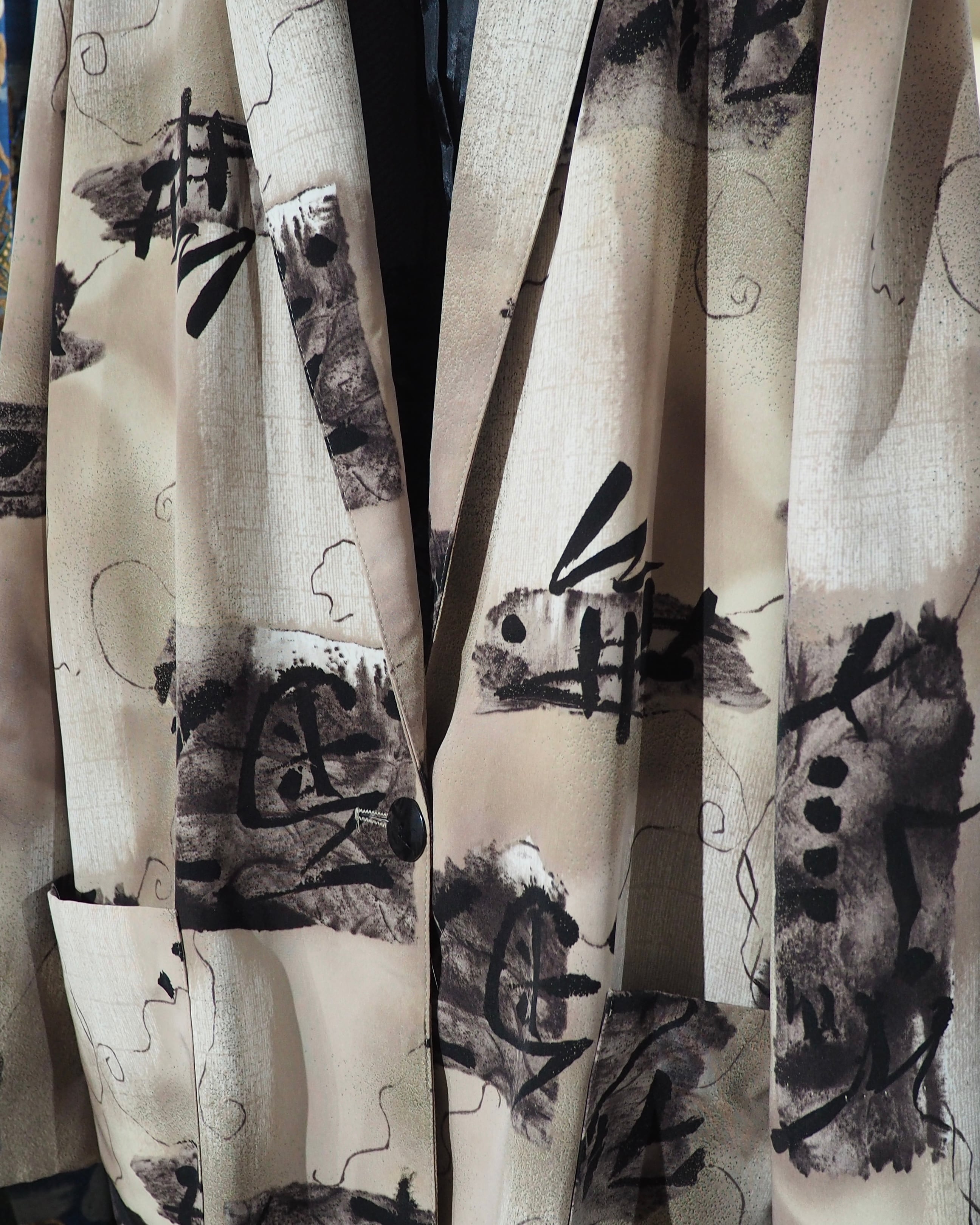1980 - 90s " 漢字 " Ink painting vintage Easy Tailored jacket