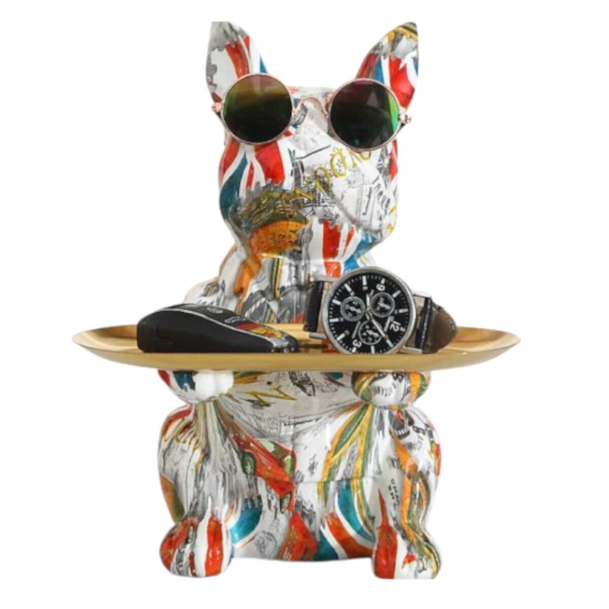 カラフルなフレンチ ブルドッグ装飾品 玄関収納 キースタンド 鍵置き
