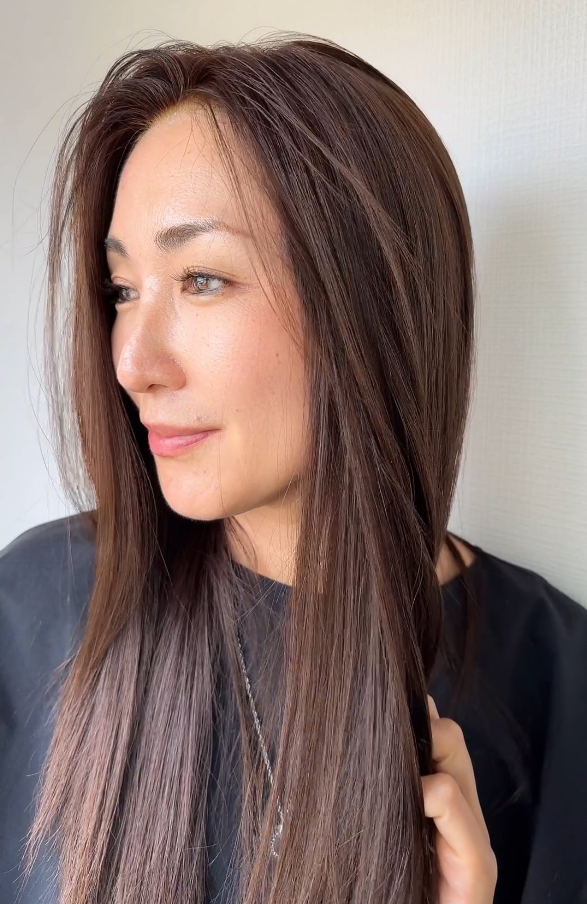 ☆百合子ウィッグ☆ Mサイズ☆ナチュラルブラウン☆人毛ロングウィッグ☆前髪あり ☆百合子ウィッグ☆ Mサイズ☆ナチュラルブラウン☆人毛ロングウィッグ