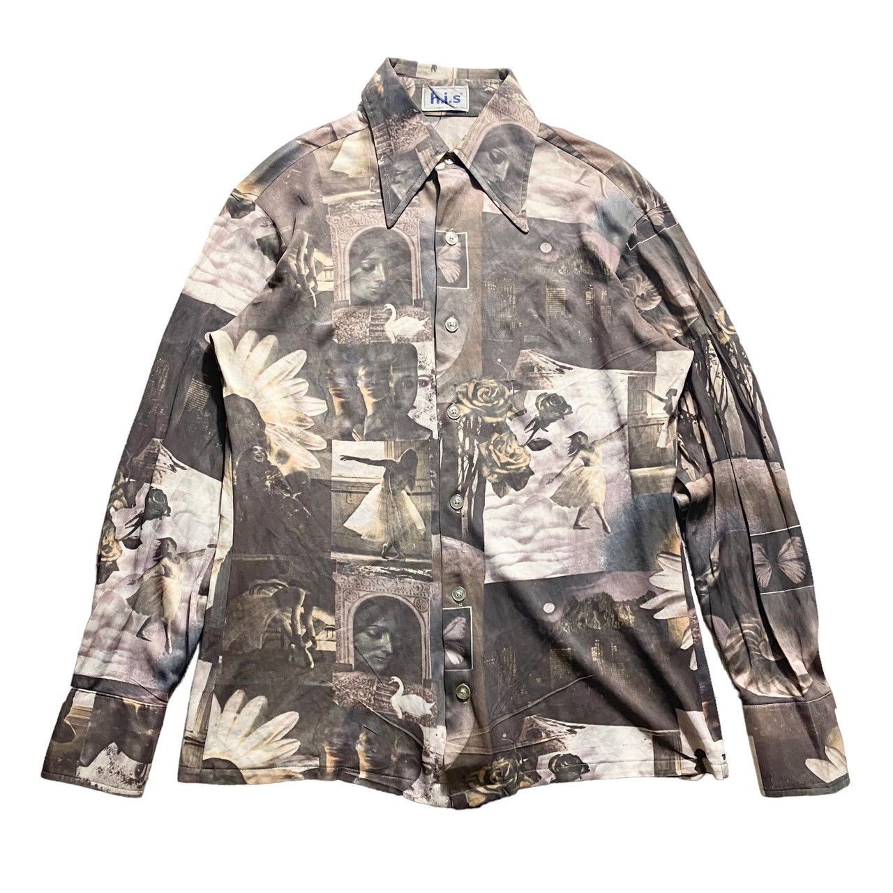 vintage 1970’s collage print polyester shirt