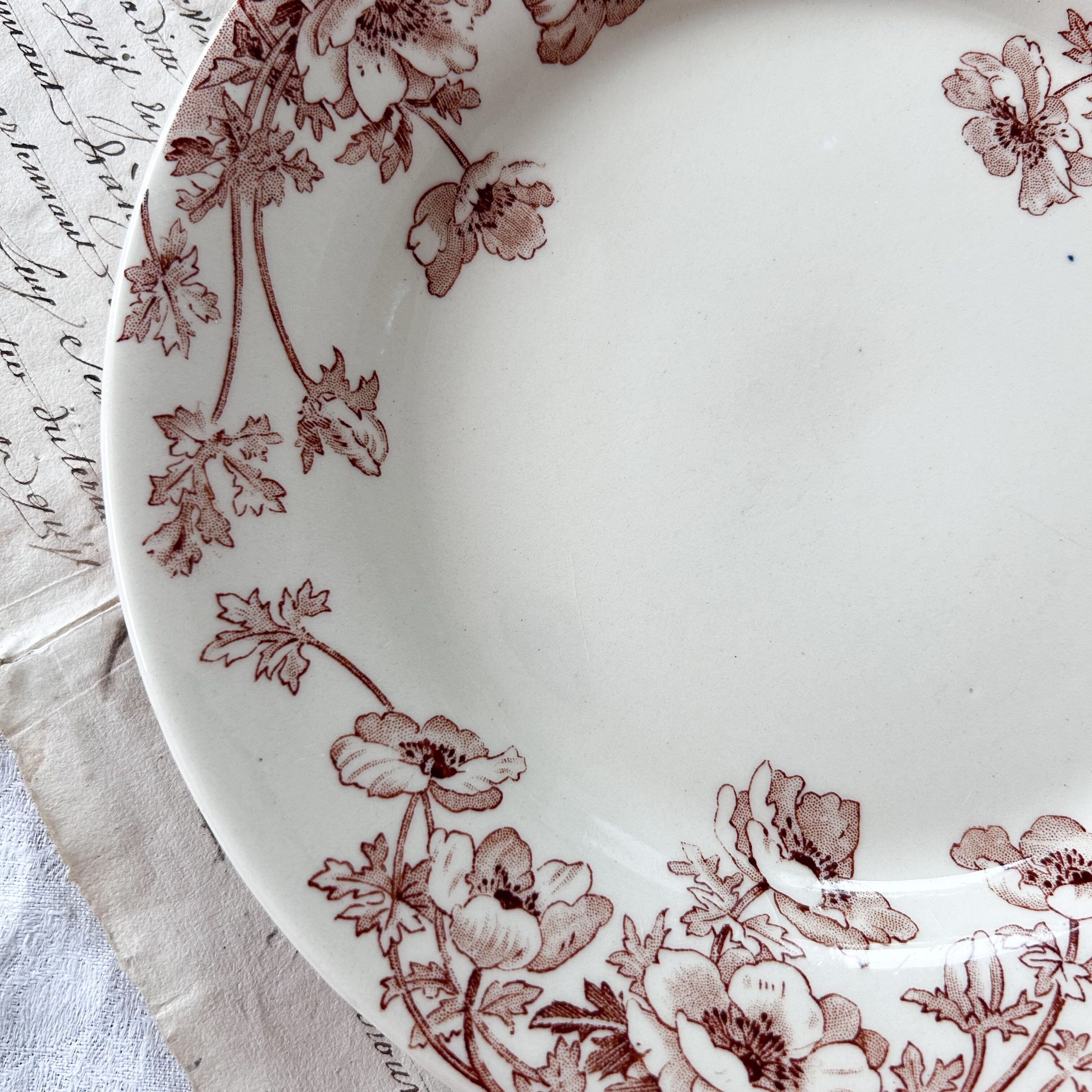 フランスアンティーク Gien ジアン Anemones アネモネ フランスアンティーク】 Gien （ジアン） ANEMONES 平皿 D