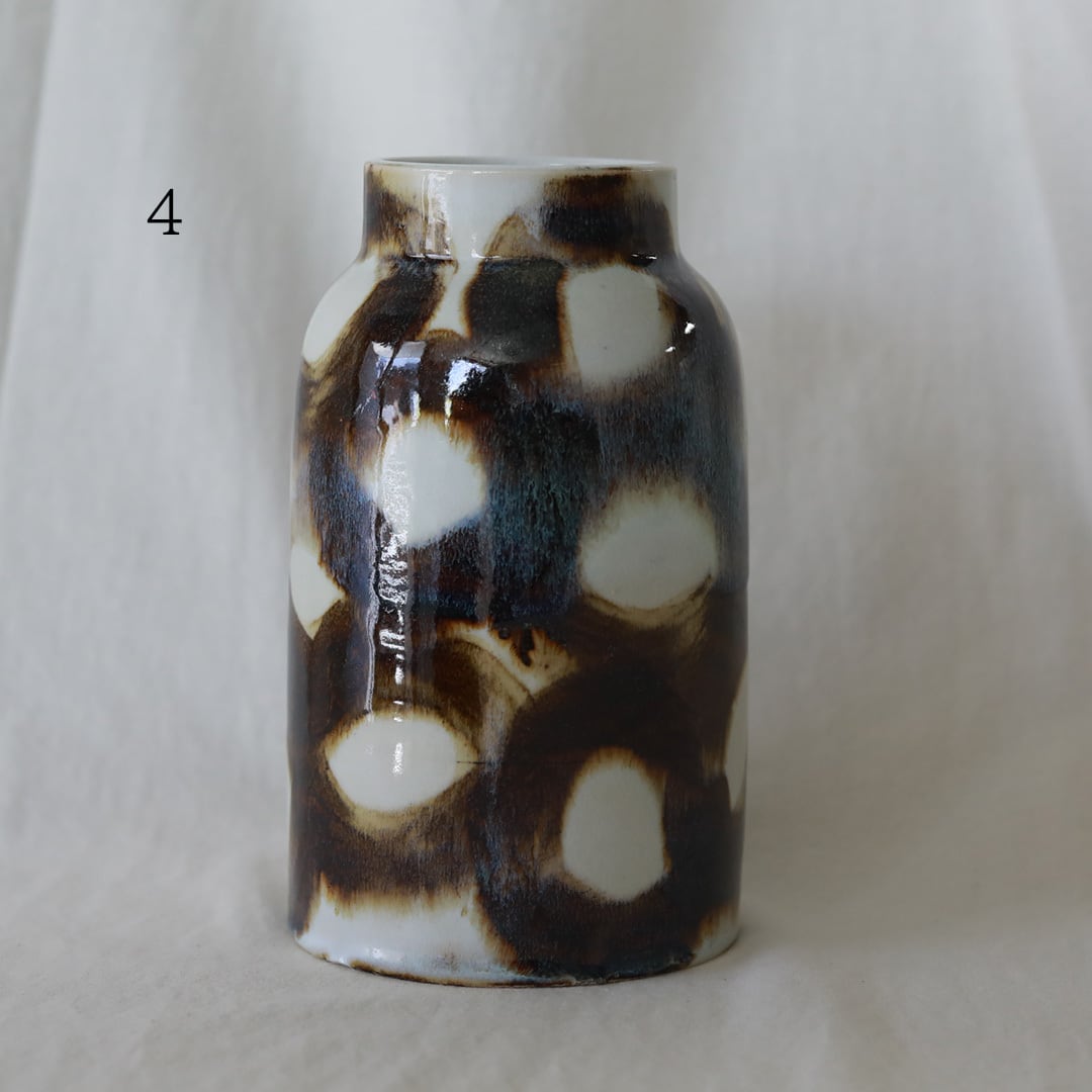 CANASA (カナサ) フラワーベース 鉄絵 [黄釉青ドット] ② 4~6 | FREEPARK