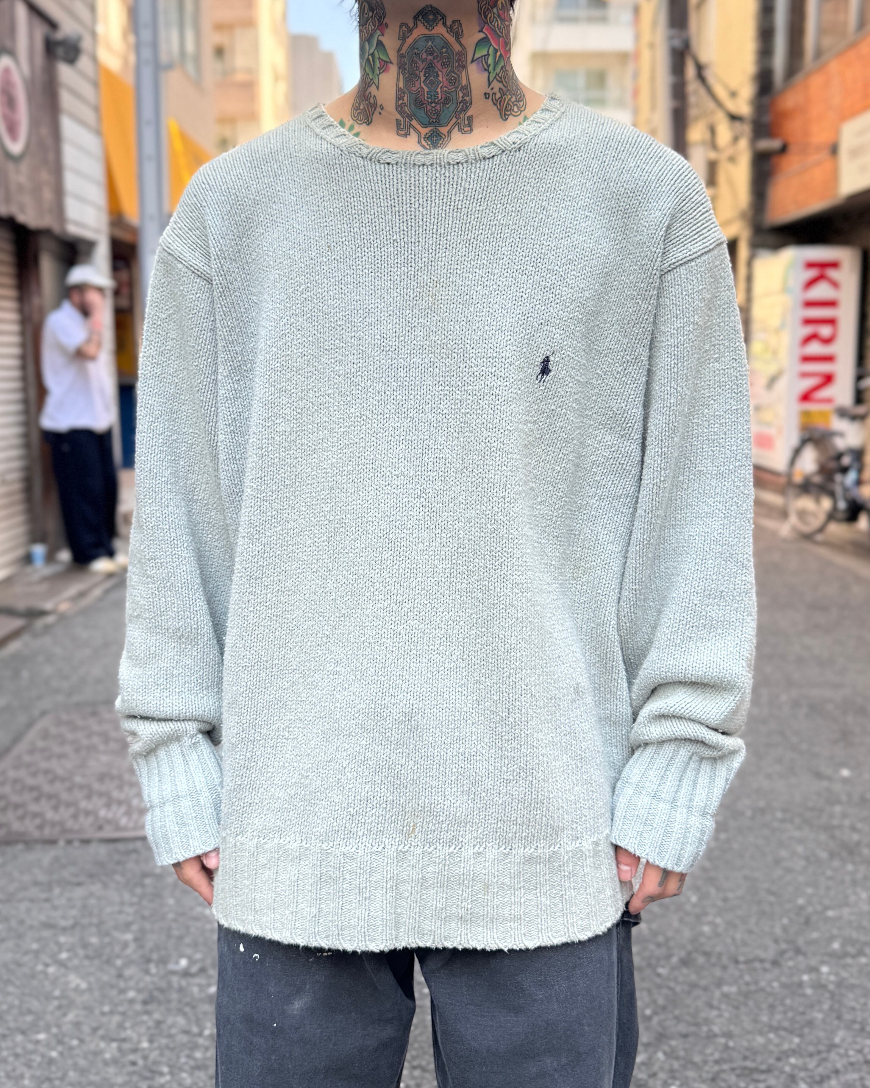 90's~00's Polo by Ralph Lauren Polo Bear Knit ''HAND KNIT''【Roots