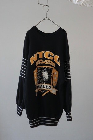 80s college print border sleeve sweatshirt