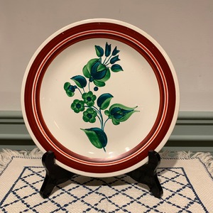 ハンガリー   GRANIT社 グリーンフラワー柄の飾り皿