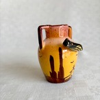 ミニ壺　フラワーベース　蝉夕景手描き　アフリカンテイスト　昆虫 19otj12