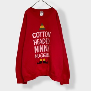 【GILDAN】COTTON HEADED NINNY MUGGINS ロゴ プリント スウェット トレーナー プルオーバー M レッド US古着