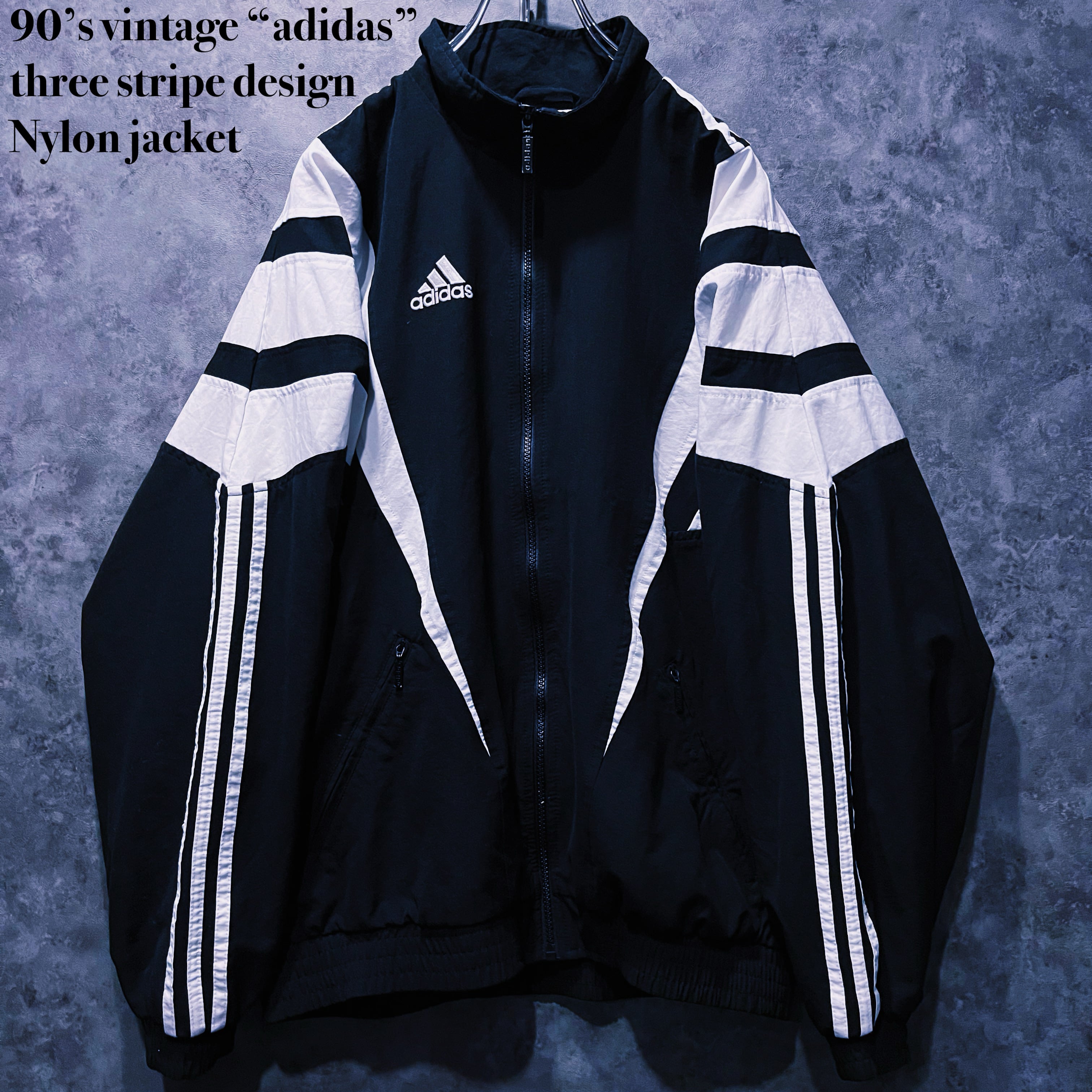【doppio】90’s vintage “adidas” three stripe design Nylon jacket