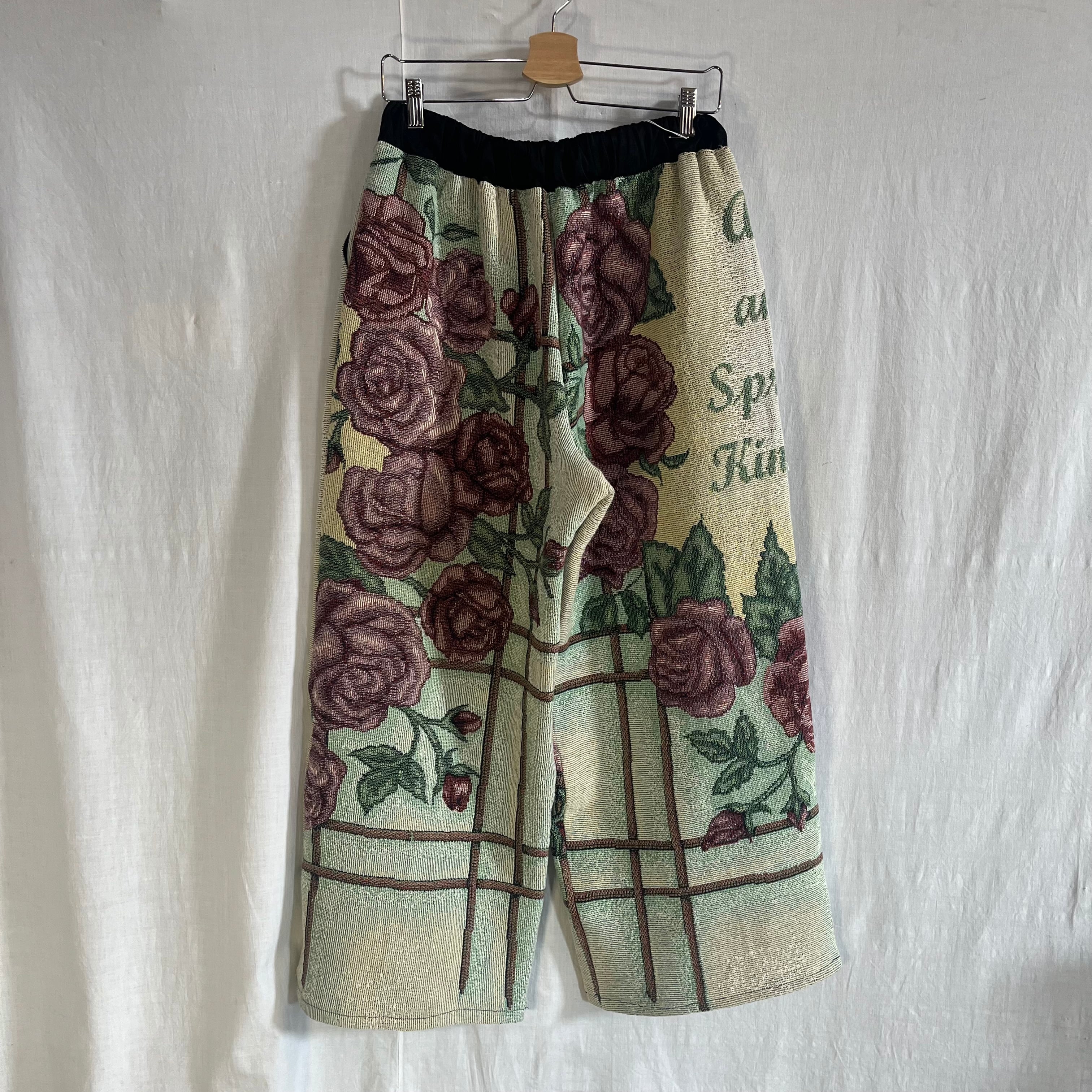 ラグ　リメイク　古着　パンツ　総柄 ラグリメイクパンツ花 | 古着屋 わらしべ