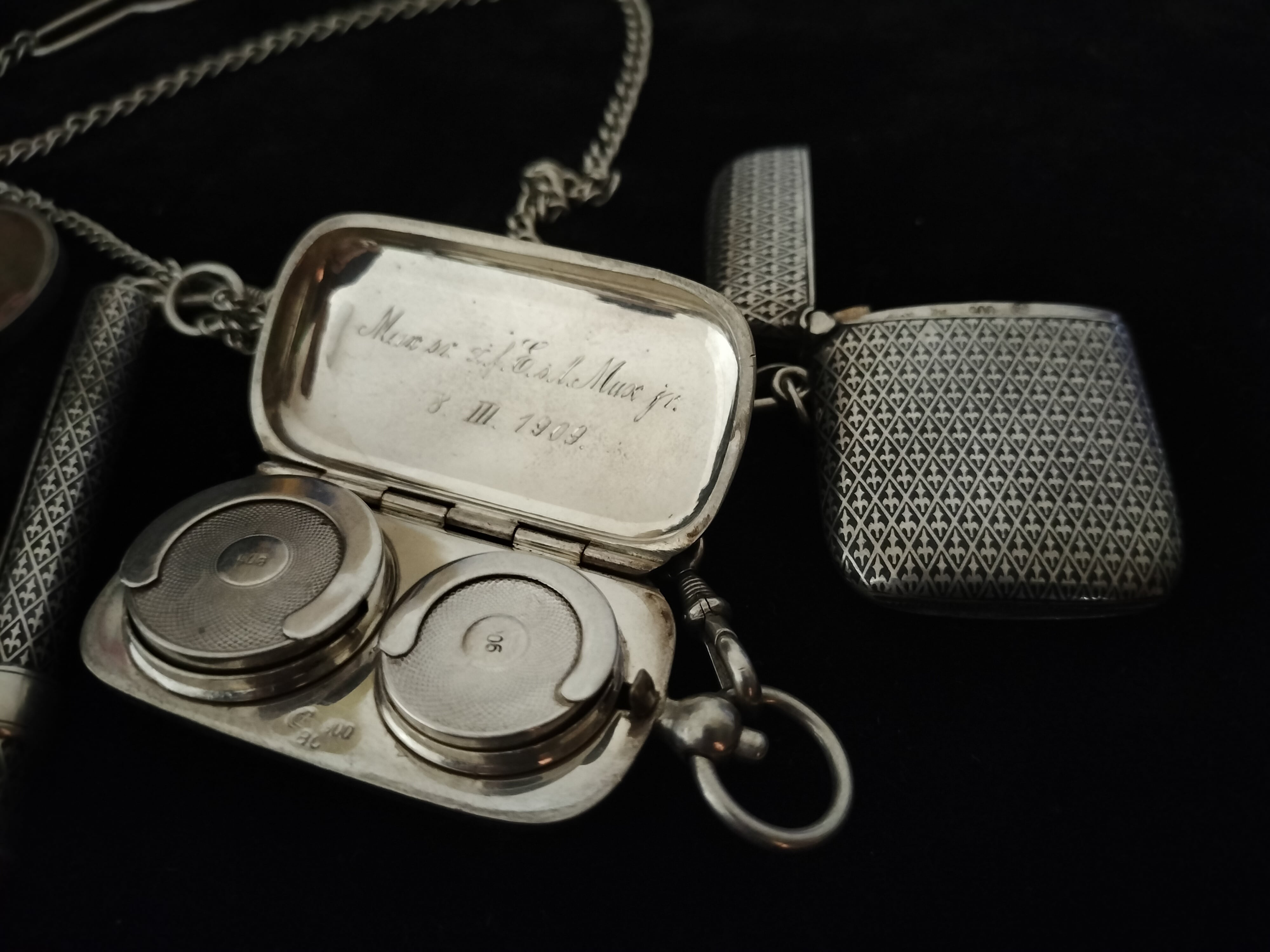 アンティーク　シャトレーン　シルバー Antique RARE Men's Chatelaine Silver Niello | Antico