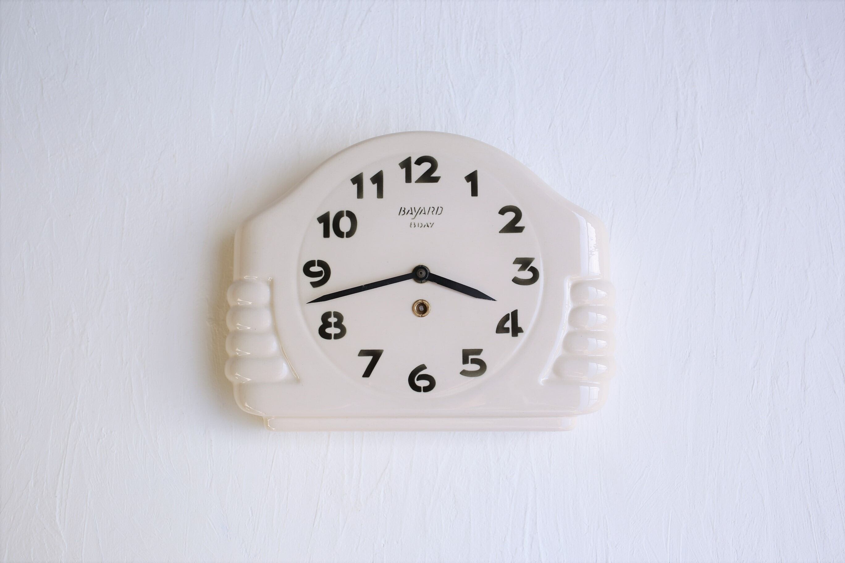 フランス アンティーク ヴィンテージ BAYARD 陶器製 壁掛け時計 電池式 N-02298
