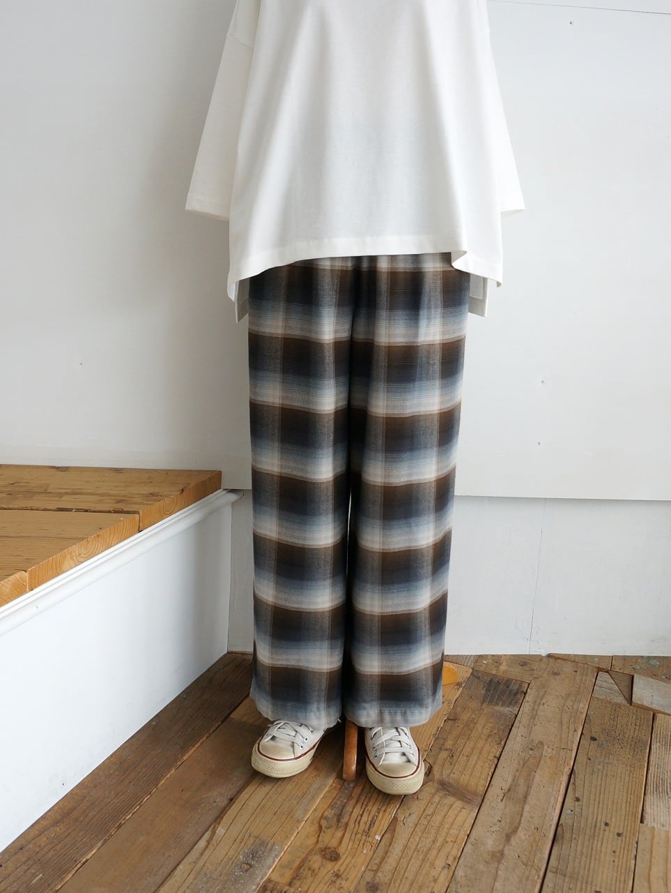 PHEENY オンブレチェック パンツ