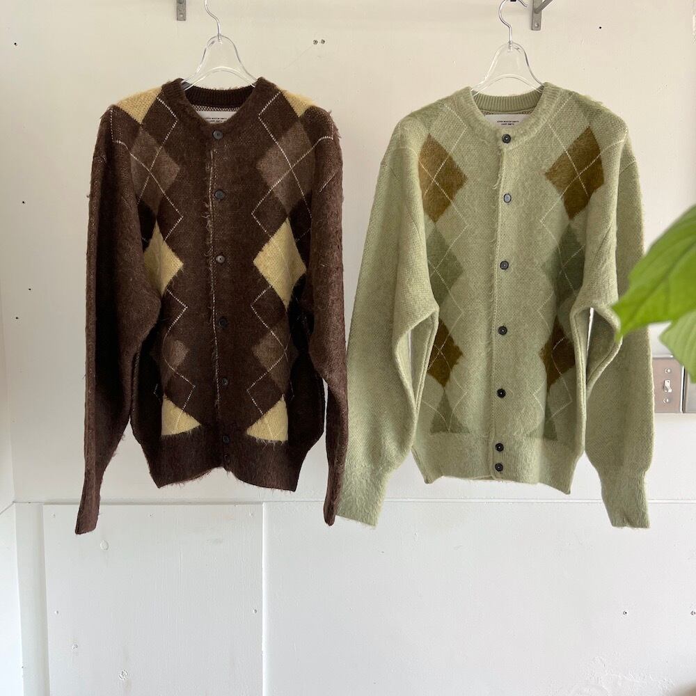 JANE SMITH/ジェーンスミス・7G WOOL JACQUARD ARGYLE CREW CARDIGAN