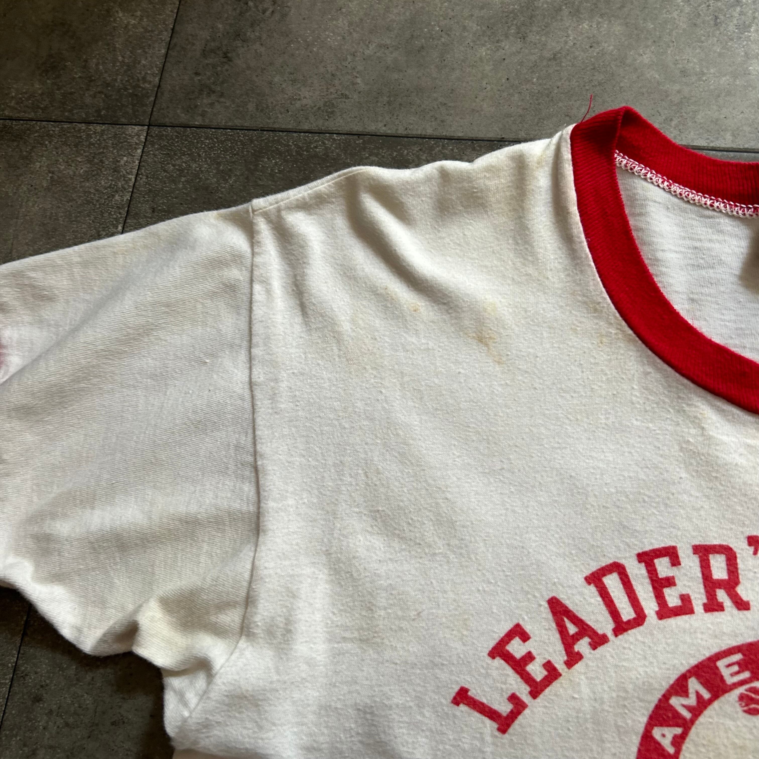 70s チャンピオン リンガーtシャツ USA製 染み込みプリント レッド  