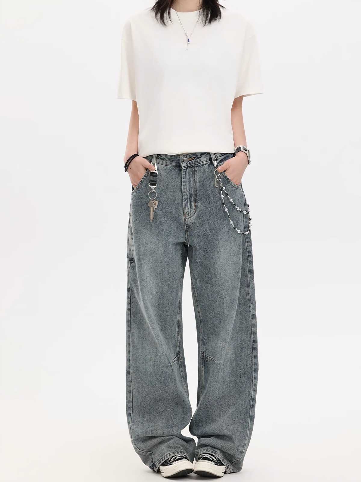膝ステッチ ストレートデニム / Knee Stitch Straight Denim